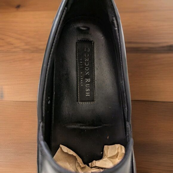 GORDON RUSH Black Made in Italy MEN'S slip-on Loafers Size 8 1/2 - Picture 6 of 10